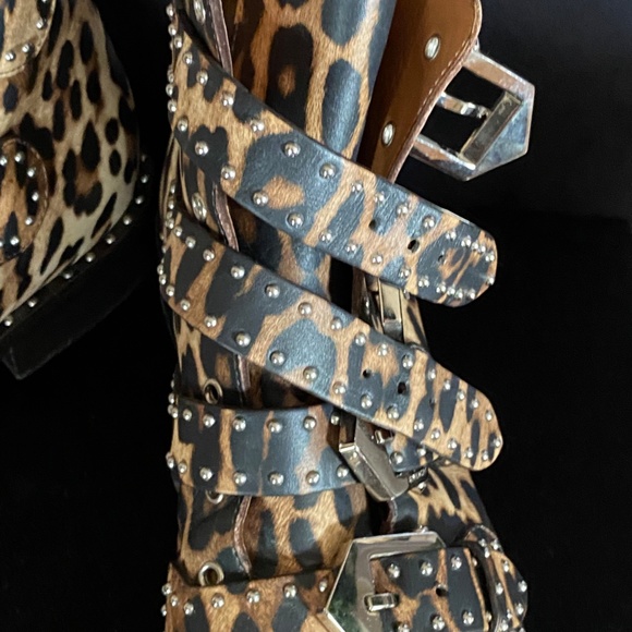 GIVENCHY STUDDED LEOPARD PRINT ANKLE BOOTS - Picture 6 of 9